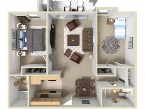 Floor plan for 2 beds, 2 baths, 900 sqft